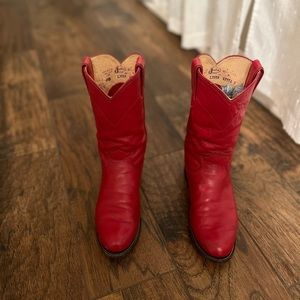 Justin Womens Cowboy Cowgirl Red Leather Roper Boots Style: L 3055